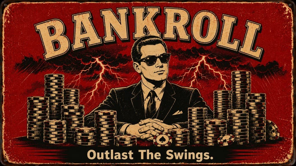 Vintage pulp poster: BANKROLL — Outlast The Swings.