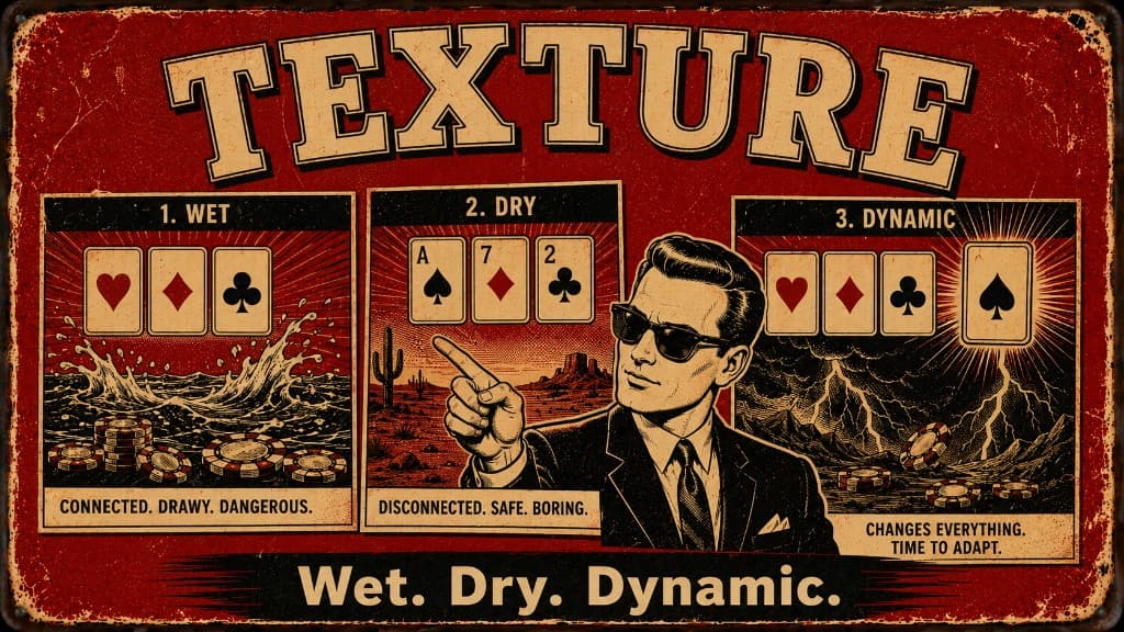 Vintage pulp poster: TEXTURE — Wet. Dry. Dynamic.