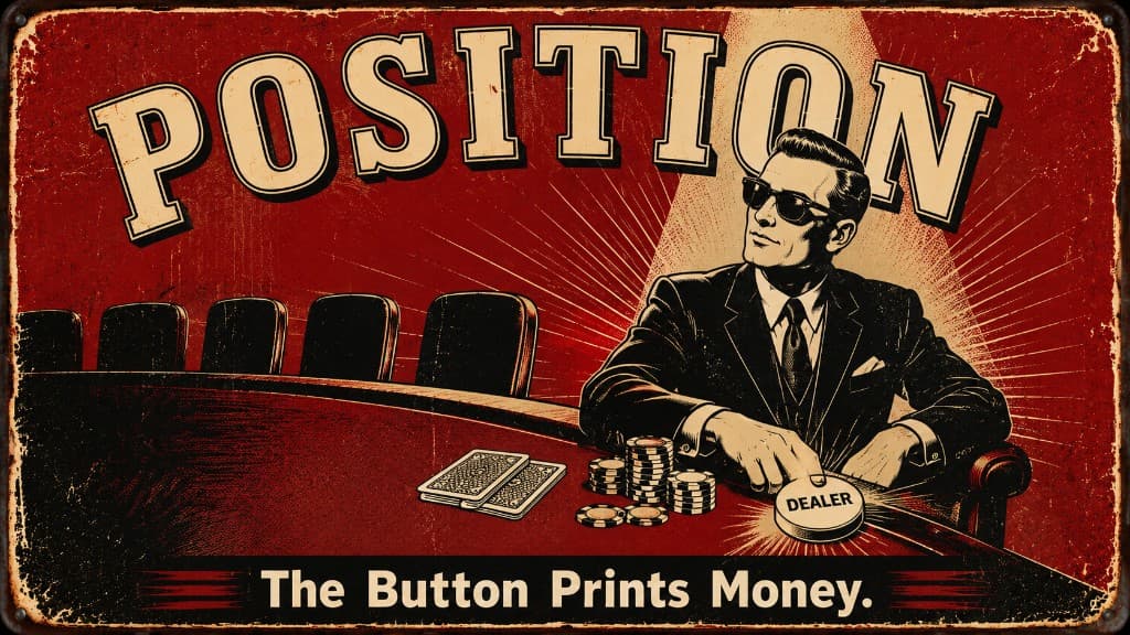 Vintage pulp poster: POSITION — The Button Prints Money.